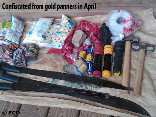 Confiscated from gold panners in April