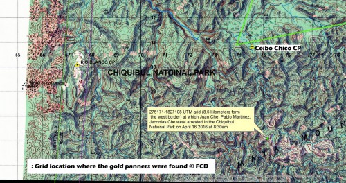 Grid location where the gold panners were found