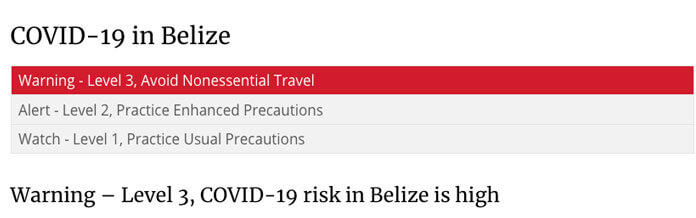 belize travel advisory us state department